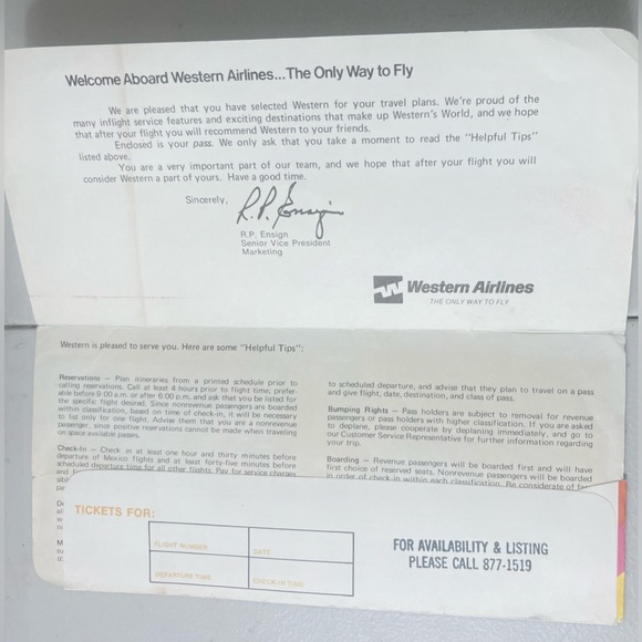 Western Airlines Vintage Ticket Jackets and Travel Passes - Picture 3 of 15